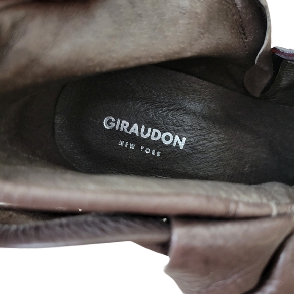 Anthropologie | Giraudon Accoutrement Leather Bow Ankle Booties Brown Academia - Picture 11 of 12